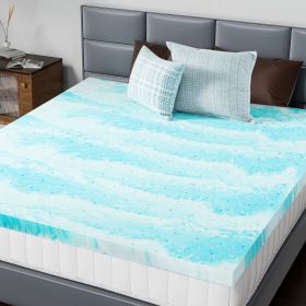 2-3 Inch Gel Memory Foam Mattress Topper Full Size Cooling Mattress Soft and Breathable Bed Topper School Bedroom Furniture (Option: 3 Inches/Twin-blue)