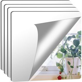 Acrylic Mirror Tiles 4 PCS, 12x12 Inch Self Adhesive Flexible Plastic Mirror Sheets, 2mm Frameless Wall Stickers For Home Decor (Option: MULTI)