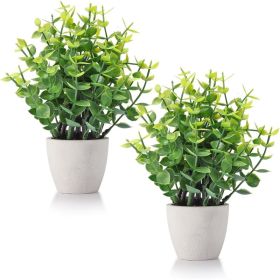 Mini Artificial Potted Plants 2 Pack, Fake Greenery For Bathroom, Bedroom, Office, Shelf, Desk And Home Decor (Option: MULTI)
