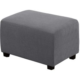 Ottoman Slipcover For Footrest, Rectangle 29-34 Inch Protective Cover For Ottoman, Stool And Furniture, Gray (Option: Grey)