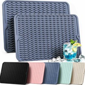 2 Pack Silicone Dish Drying Mat For Kitchen Counter Multiple Usage For Baking Cooking Placemats ShowerOrganizer Office Apartment Coffee Accessori (Option: Blue)