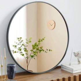 Black Round Wall Mirror 20-30 Inch, Bathroom Mirrors for Over Sink, Circle Mirror for Bathroom, Entryway, Bedroom, Vanity (Option: Black/24in)