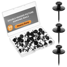 Double Headed Picture Hanging Nails 50 PCS, Black Wall Hanging Nails For Frames, Photos, Artwork And Home Decor (Option: Black)