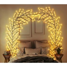 160 LED Plug-In Vine String Lights With Remote, 8 Modes And Timer, Black Indoor Plant Decor Lights (Option: Yellow)