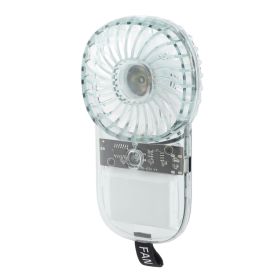 Portable Fan Transparent Foldable 1200mAh Battery USB Rechargeable Neck Hanging Fan For Walking Camping Travel Blue (Option: Default)