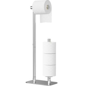 Kitsure Toilet Paper Holder Stand, Bathroom Storage, Medium, Silver (Option: Silver)